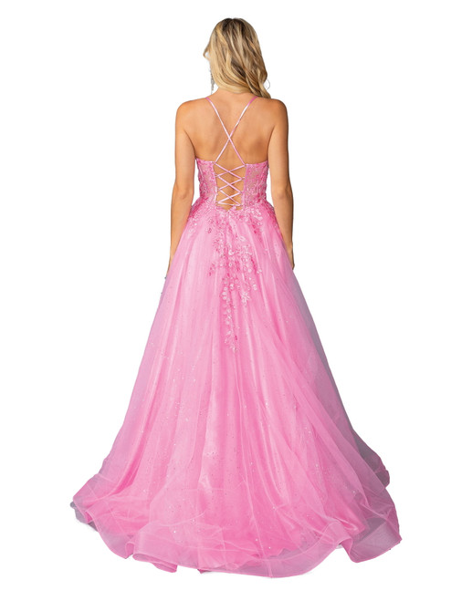 Dancing Queen 4421 Lace Applique Bodice Glitter Ballgown