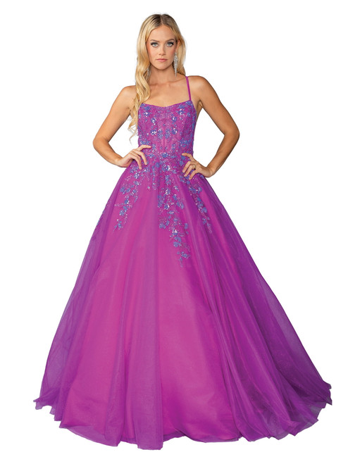 Dancing Queen 4460 Floral Embroidery Sleeveless Ballgown