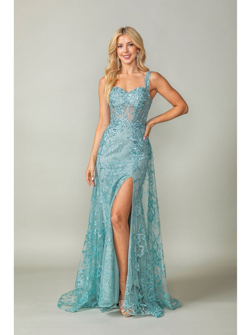 Dancing Queen 4379 Lace Embroidered Sleeveless Long Gown