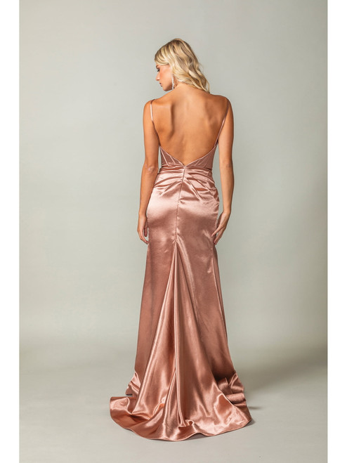 Dancing Queen 4404 Sleek Satin Spaghetti Straps Long Dress