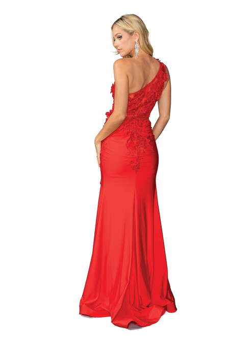 Dancing Queen 4381 One-Shoulder Appliqued Sleeveless Gown