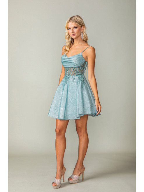 Dancing Queen 3386 Embroidered Bodice Sleeveless Short Dress