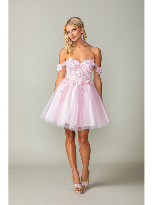 Dancing Queen 3388 Tulle Embellished Bodice Short Dress