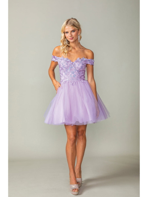 Dancing Queen 3373 Tulle Embroidered Bodice Short Dress