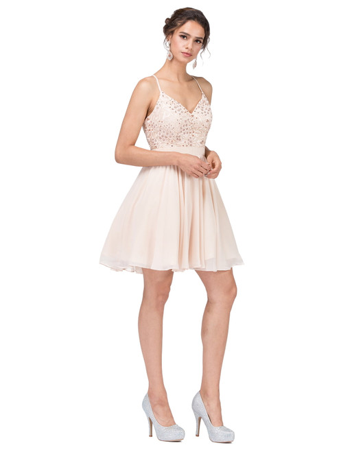 Dancing Queen 3088 Chiffon Embroidered Bodice Short Dress