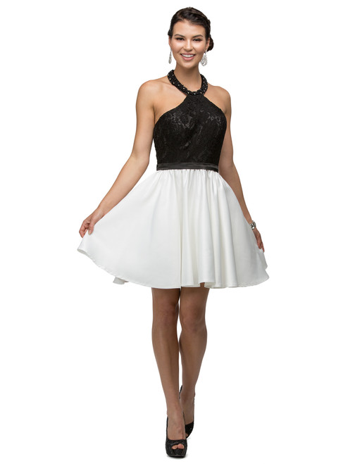 Dancing Queen 9509 Two-Tone Lace Bodice Sleeveless Dress
