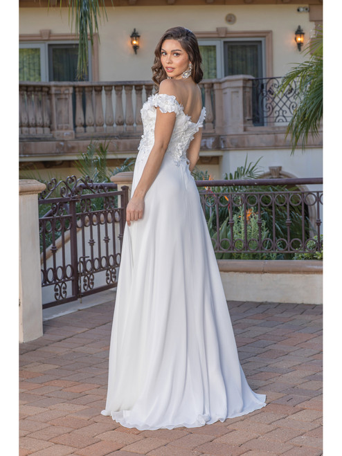 Dancing Queen 0261 Embellished Cape Sleeves Wedding Gown