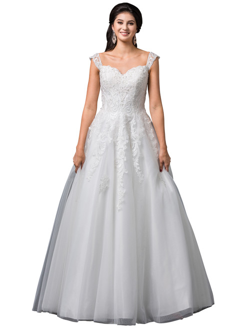 Dancing Queen 0099 Embroidered Off-Shoulder Wedding Gown