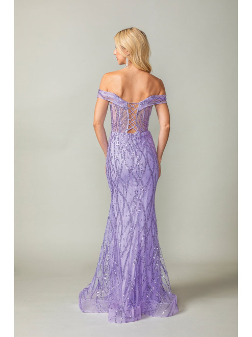 Dancing Queen 4370 Embellished Off-Shoulder Sleeves Gown