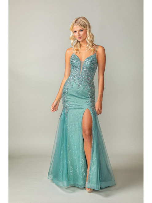 Dancing Queen 4352 Embellished Sheer Overlay Sleeveless Gown