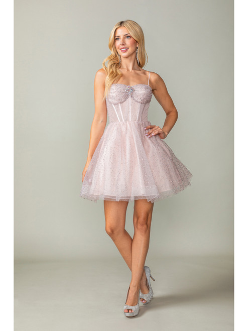 Dancing Queen 3389 Sparkly Tulle Sleeveless Short Dress