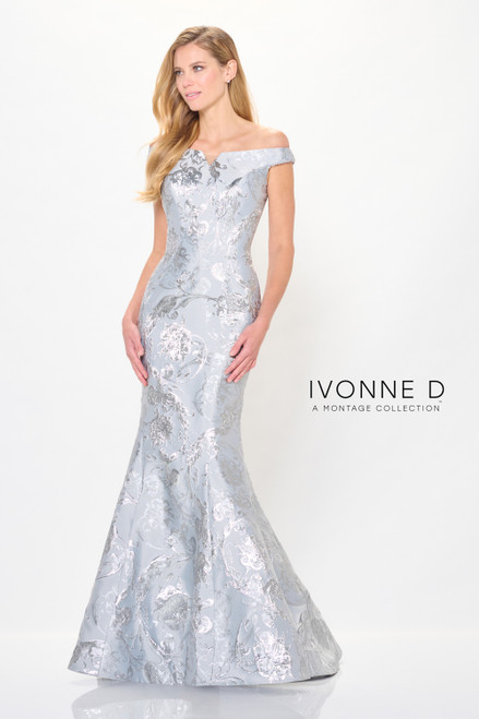 Ivonne D by Mon Cheri ID6204 Brocade Bateau Neckline Gown