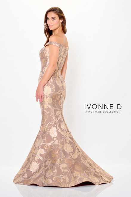 Ivonne D by Mon Cheri ID6204 Brocade Bateau Neckline Gown