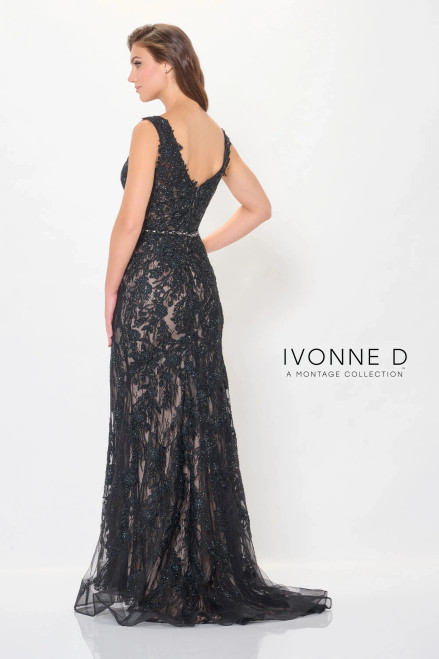 Ivonne D by Mon Cheri ID6207 Allover Lace V-Neck Long Dress