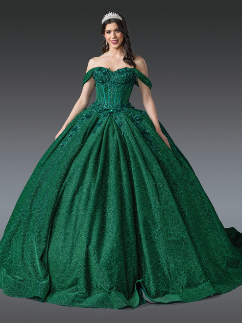 Dancing Queen 1899 Embellished Off-Shoulder Sleeve Long Gown