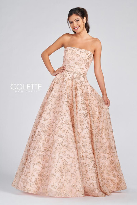 Colette by Daphne CL12255 Lace Cracked Ice Strapless Dress