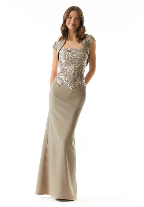 Morilee MGNY 73005 Crepe Sequin Embroidered Strapless Gown