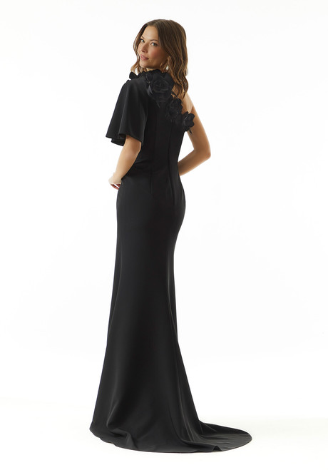 Morilee MGNY 73009 Stretch Crepe One Shoulder Sleeves Gown