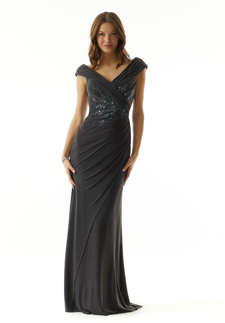 Morilee MGNY 73012 Crystal Beaded Embroidery Cap Sleeve Gown