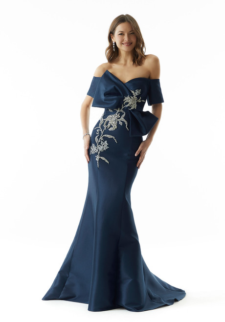 Morilee MGNY 73030 Satin Embroidery Off The Shoulder Gown