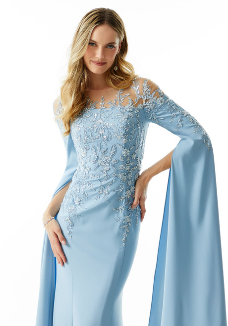 Morilee MGNY 73032 Crepe Beaded Embroidered Long Sleeve Gown