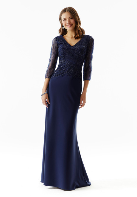 Morilee MGNY 72916 Stretch Crepe Three Quarter Sleeves Gown