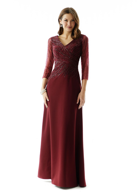 Morilee MGNY 72916 Stretch Crepe Three Quarter Sleeves Gown