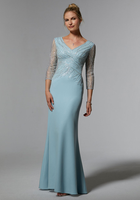 Morilee MGNY 72916 Stretch Crepe Three Quarter Sleeves Gown