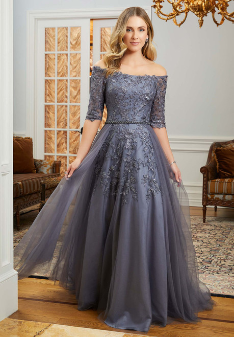 Morilee MGNY 72834 Net Embroidered Tulle Off Shoulder Gown