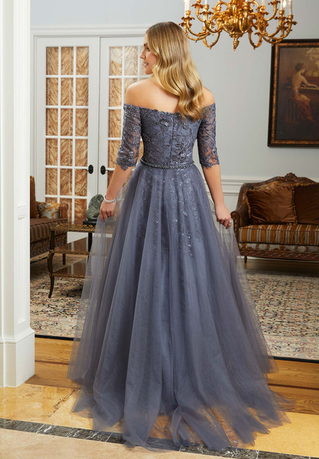 Morilee MGNY 72834 Net Embroidered Tulle Off Shoulder Gown