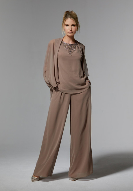 Morilee MGNY 72913 Chiffon Beaded Three-Piece Pant Suit