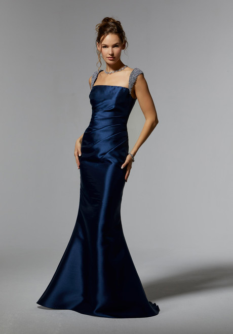 Morilee MGNY 72925 Satin Straight Neck Sleeveless Long Gown