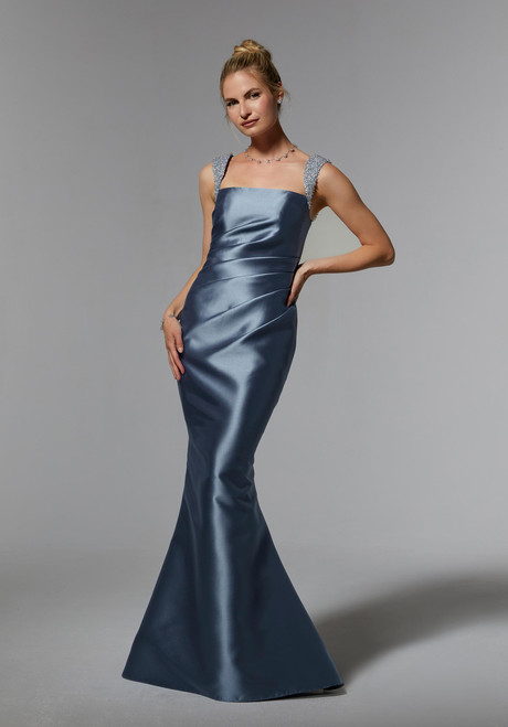 Morilee MGNY 72925 Satin Straight Neck Sleeveless Long Gown