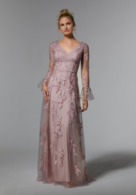 Morilee MGNY 72929 Net Beaded Embroidered Long Sleeves Gown