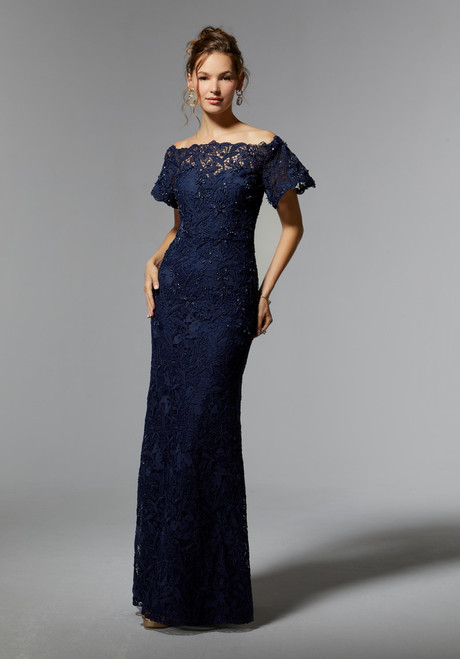 Morilee MGNY 72931 Venice Lace Bateau Neck Short Sleeve Gown