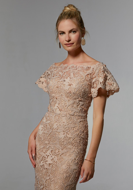 Morilee MGNY 72931 Venice Lace Bateau Neck Short Sleeve Gown