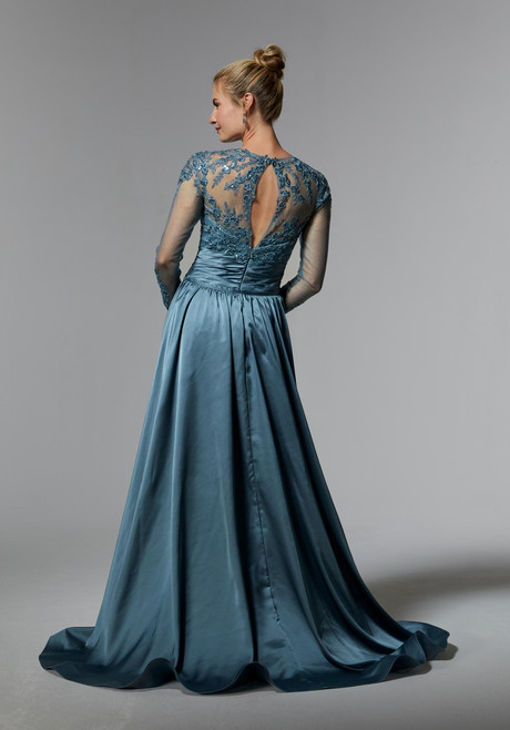 Morilee MGNY 72937 Net Embroidered Illusion Sleeves Gown