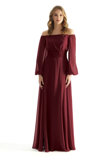 Morilee Bridesmaid 31238 Chiffon Bishop Sleeves A-Line Dress