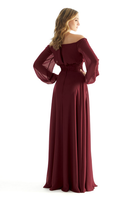 Morilee Bridesmaid 31238 Chiffon Bishop Sleeves A-Line Dress