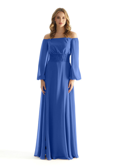 Morilee Bridesmaid 31238 Chiffon Bishop Sleeves A-Line Dress