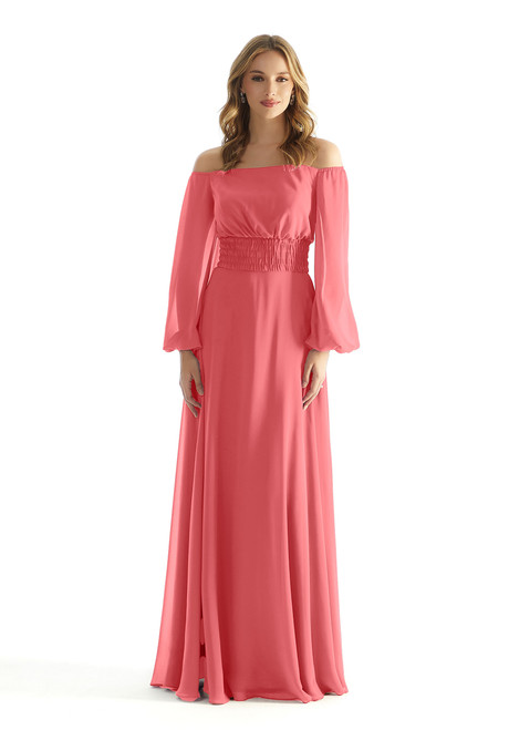 Morilee Bridesmaid 31238 Chiffon Bishop Sleeves A-Line Dress