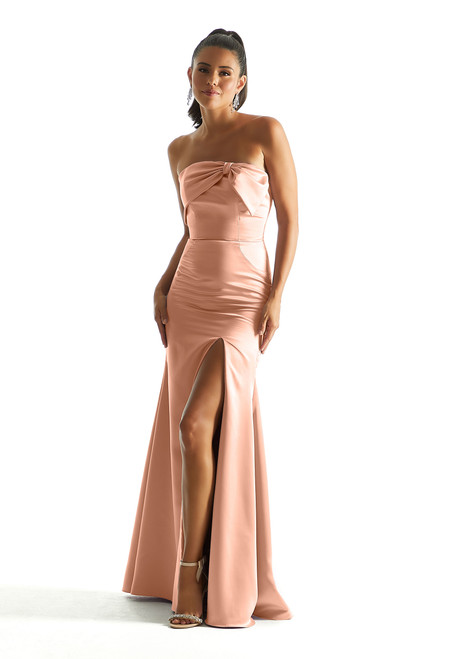 Morilee Bridesmaid 21844 Satin Strapless Bow Neckline Dress