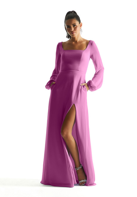 Morilee Bridesmaid 21845 Chiffon Bishop Sleeves A-Line Dress