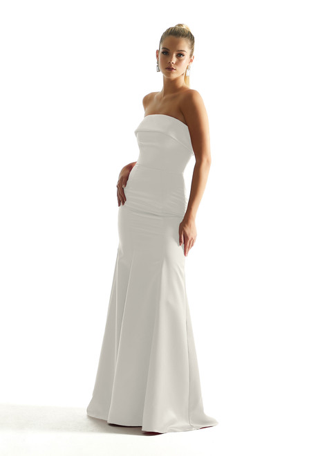 Morilee Bridesmaid 21849 Satin Cuffed Neck Strapless Dress