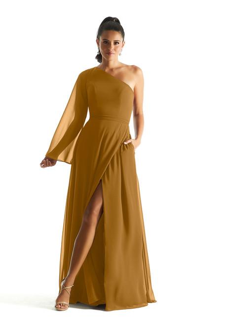 Morilee Bridesmaid 21854 Chiffon One Long Sleeves Long Dress