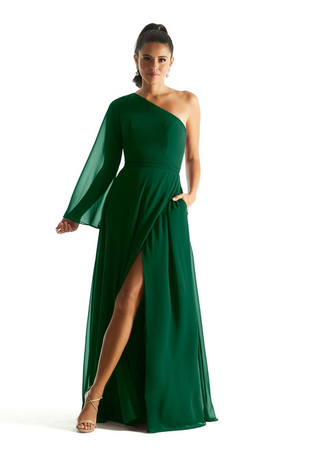 Morilee Bridesmaid 21854 Chiffon One Long Sleeves Long Dress