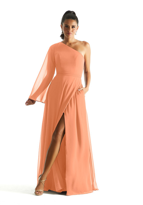 Morilee Bridesmaid 21854 Chiffon One Long Sleeves Long Dress