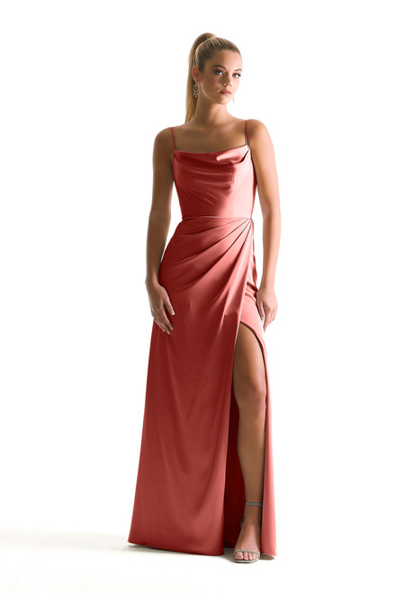 Morilee Bridesmaid 21856 Luxe Satin Cowl Neck Sheath Dress