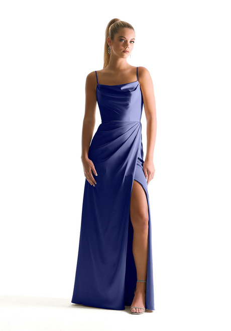 Morilee Bridesmaid 21856 Luxe Satin Cowl Neck Sheath Dress