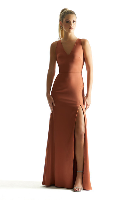 Morilee Bridesmaid 21857 Luxe Satin V-neck Sleeveless Dress